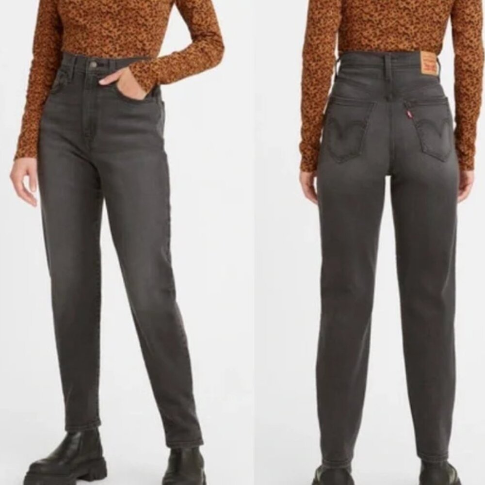 LEVI'S High Waisted Mom Jean Dark Gray 28 EUC